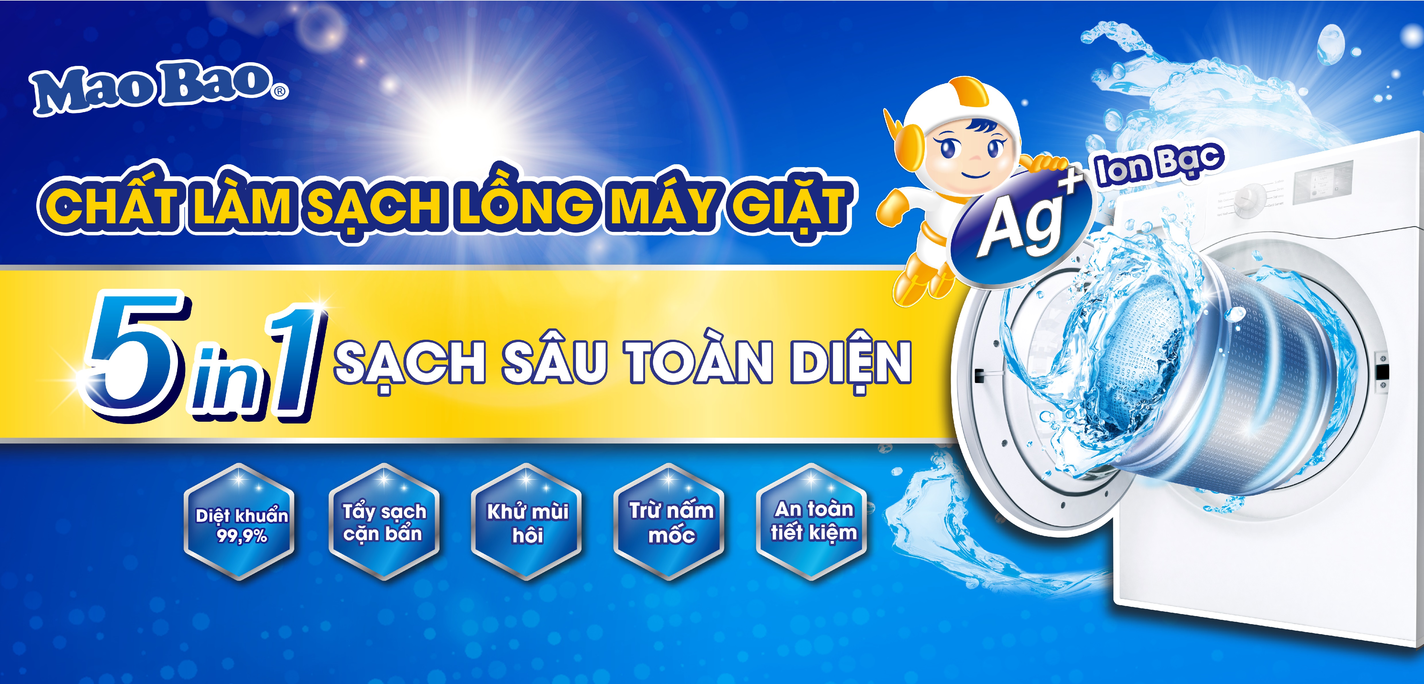 Chất Làm Sạch Lồng Giặt Mao Bao Ion Bạc Nâng Cấp Mới 300g + 6g