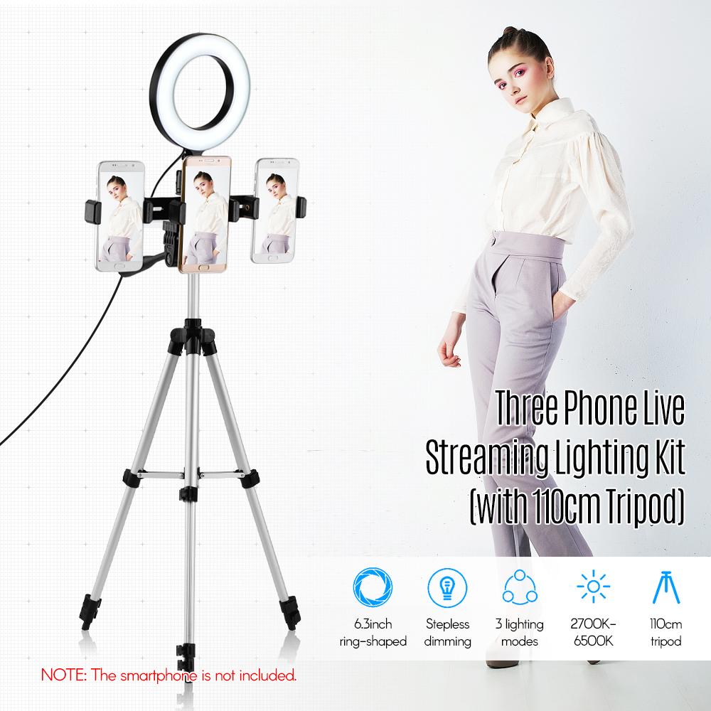 Bộ đèn vòng phát trực tiếp 6.3 inch / 16cm 2700K ~ 6500K có thể thay đổi hai màu
