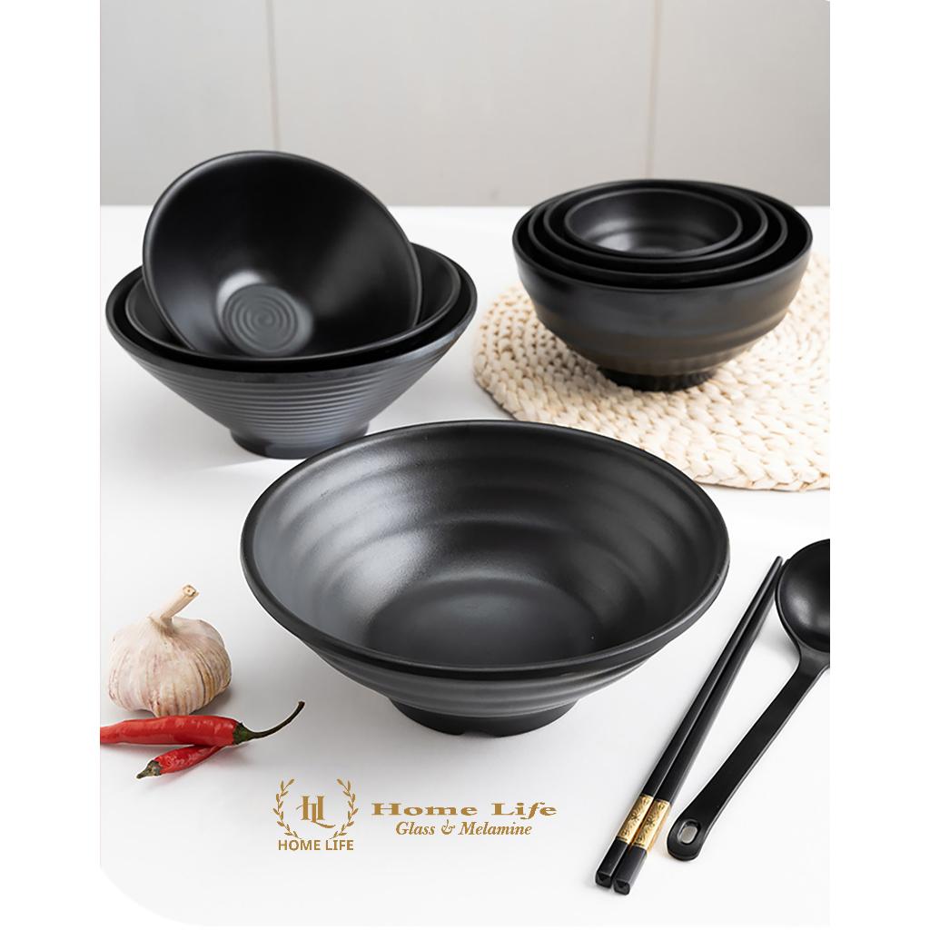 Tô loe đen | Bát Melamine đen nhám hàng nhập khẩu | Tô loe chuyên dụng cho nhà hàng cao cấp Melamine A5 | BÁT ĐỰNG CHÈ