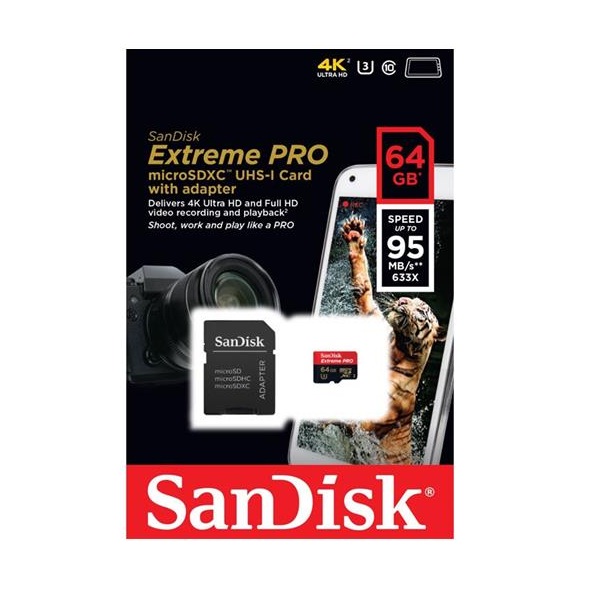 Thẻ nhớ MicroSDXC SanDisk Extreme PRO A2 - 64GB V30 U3 Class 10 UHS-I 170MB/s (SDSQXCY-064G-GN6MA)