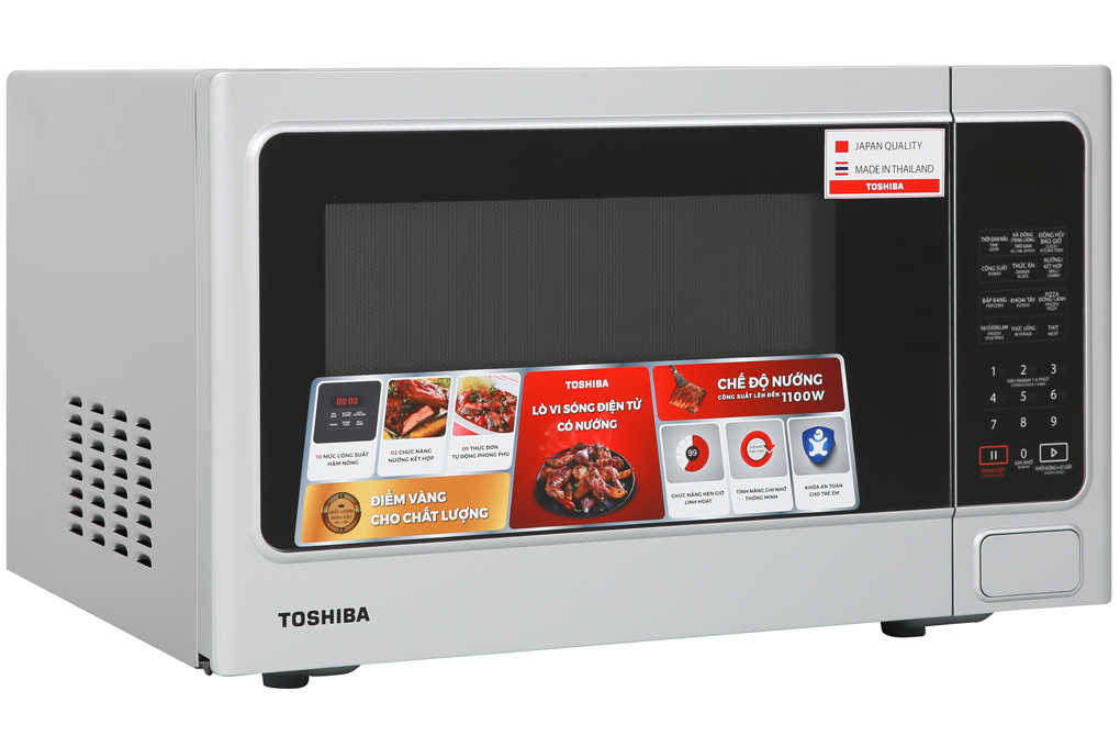 Lò vi sóng Toshiba ER-SGS34VN - Có chức năng nướng - Điện tử - Dung tích 34L - Công suất 1000W - Xuất xứ Thái Lan - Hàng chính hãng - bảo hành 12 tháng, chất lượng Nhật Bản