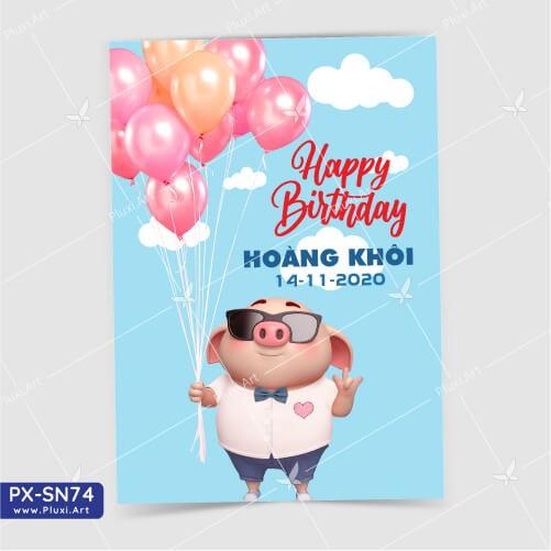 Thiệp thôi nôi – sinh nhật theo yêu cầu Pluxi