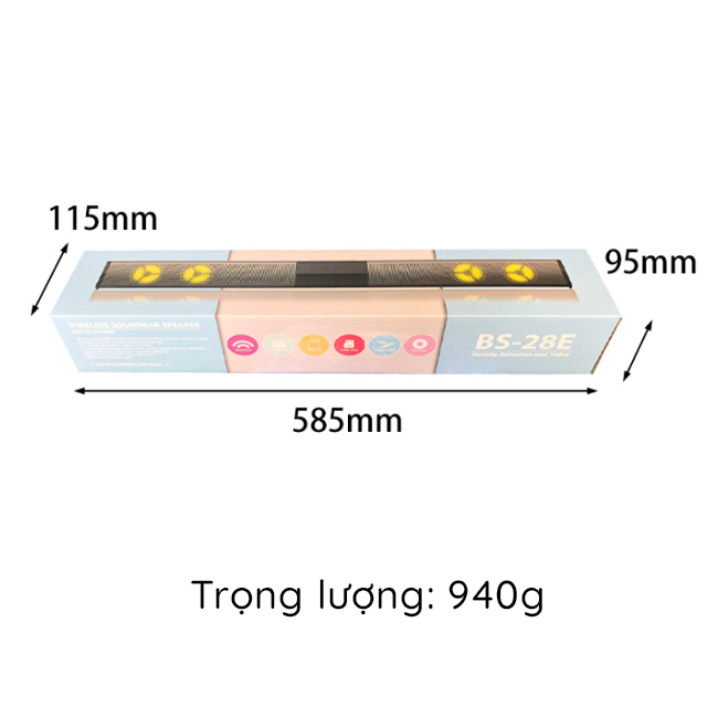 Loa Thanh Soundbar Bluetooth Gaming 28E-BS Để Bàn Có Đèn Led RGB Dùng Cho Máy Vi Tính PC, Laptop, Tivi Loa Công Suất Lớn - Tặng Tai Nghe Chụp Tai CT770 ( Giao màu ngẫu nhiên )