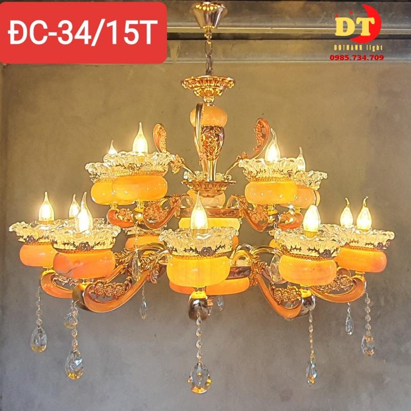 Đèn chùm đá DOTHANH LIGHT 34.15 tay đá bóng nến cao cấp phong cách tân cổ điển hiện đại DCN