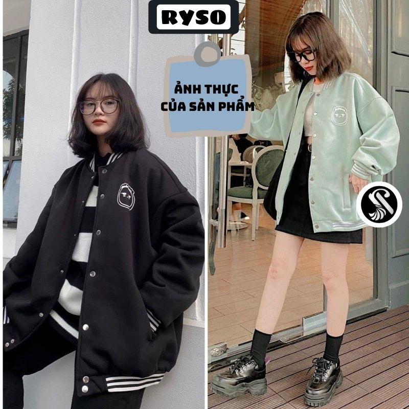 Áo Khoác Bomber Nỉ Thêu Mặt Cười Bông Form Rộng Dày Dặn Dành Cho Nam Nữ Unisex