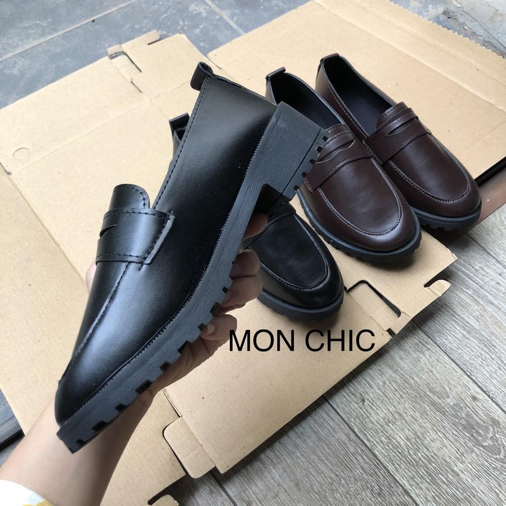 Giày loafer da mềm đế răng cưa