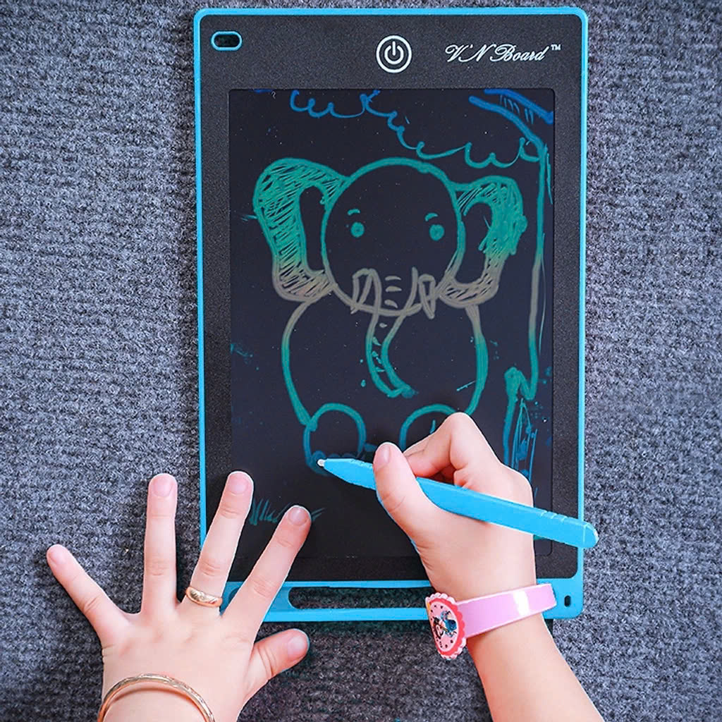 Bảng Viết Cảm Ứng Điện Tử 3D Đa Sắc 12 Inch Thông Minh Tự Xóa Dành Cho Bé - Bảng Vẽ Đồ Họa Bút Dạy Học LCD Xanh Dương