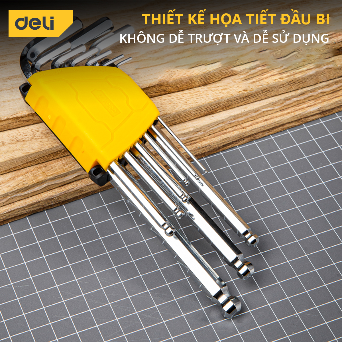 Bộ Lục Giác Đầu Bi Deli Cao Cấp 9 Chiếc 1/16 - 3/8 inch - Nhỏ Gọn, Tiện Lợi, Dễ Dàng Mang Theo Sử Dụng - DL2176