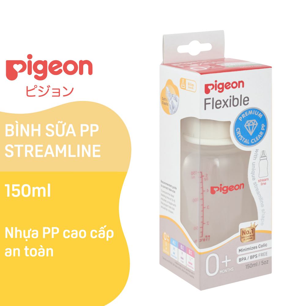 Bình sữa cổ hẹp PP Streamline Pigeon 150ml/ 250ml