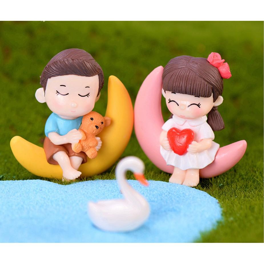 Đôi thiên thần cung trăng cute size lớn 4.5x4.9cm cho các bạn làm móc khóa, dựng tiểu cảnh, DIY