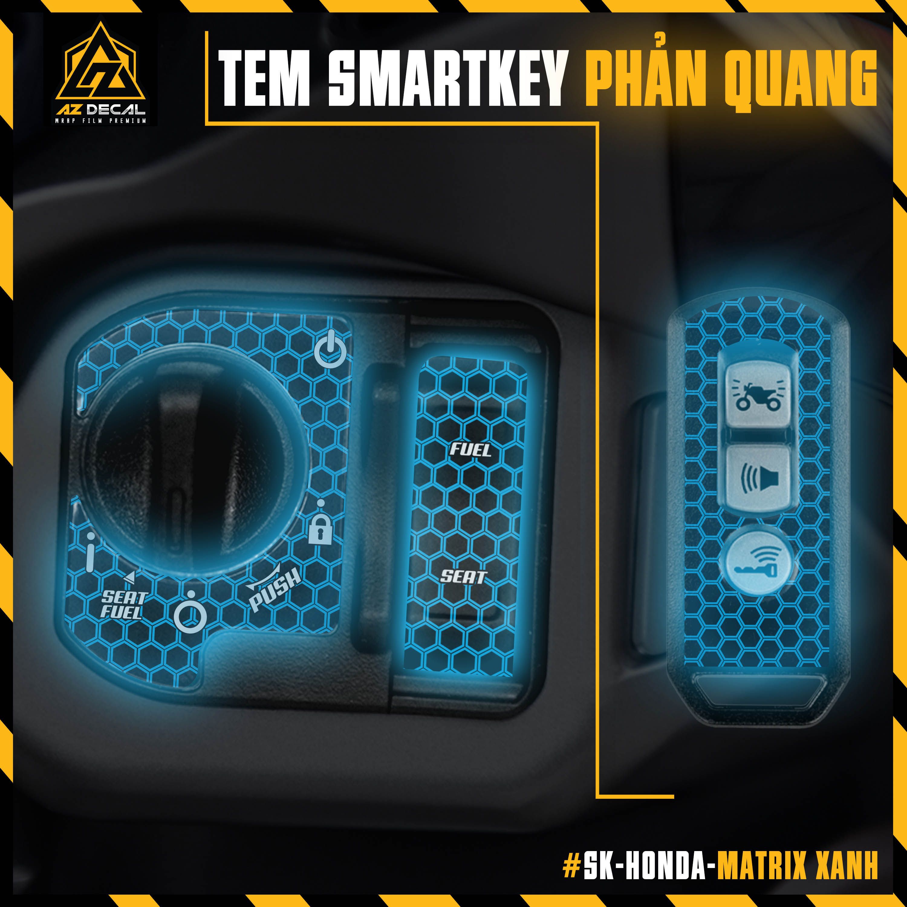 Tem Phản Quang Dán Smartkey Honda Mẫu Matrix | SK-HONDA-MATRIX | Decal Smartkey SH, Vision, Vario, Airblade