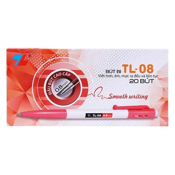 Hộp 20 Bút Bi 0.8 mm Thiên Long TL-08 - Mực Đỏ