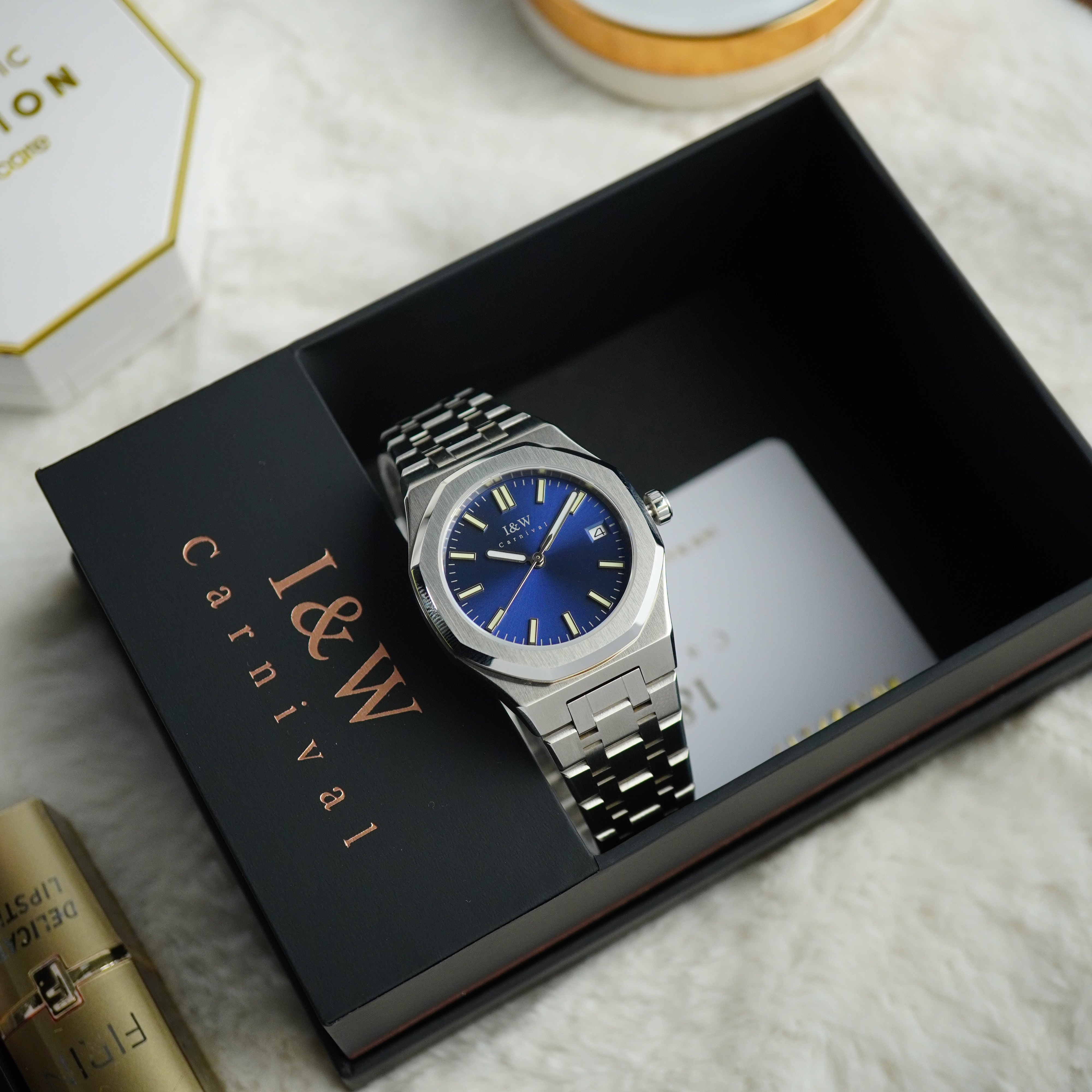 Đồng hồ nữ chính hãng I&amp;W Carnival 55793L-T2,Kính sapphire,chống xước ,Chống nước30m,bảo hành chính hãng ,Máy điện tử (pin),dây thép