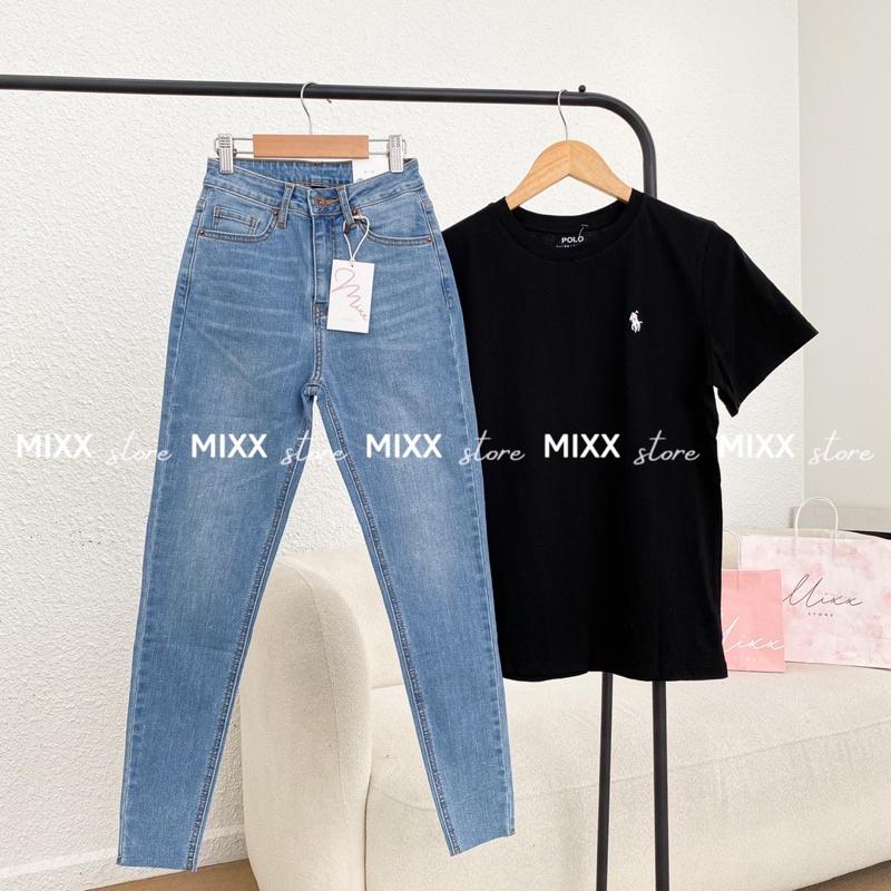 Quần jean nữ skinny lai cắt hiệu chất co giãn thoải mái phom 9 tấc