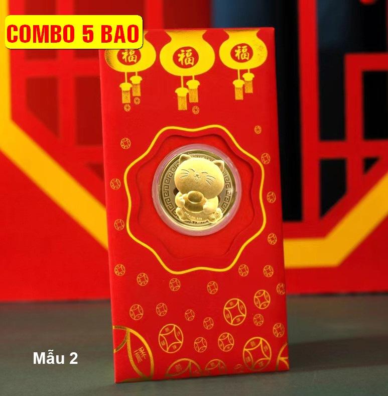 Combo 05 bao lì xì mèo vàng phú quý cát tường Đài Loan - Mẫu 2 - PASA COLLECTION