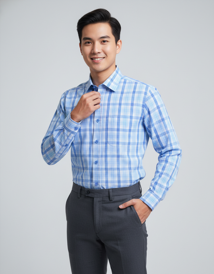 Áo Sơ mi tay dài Khatoco sale 374k ( giá tem 468k)