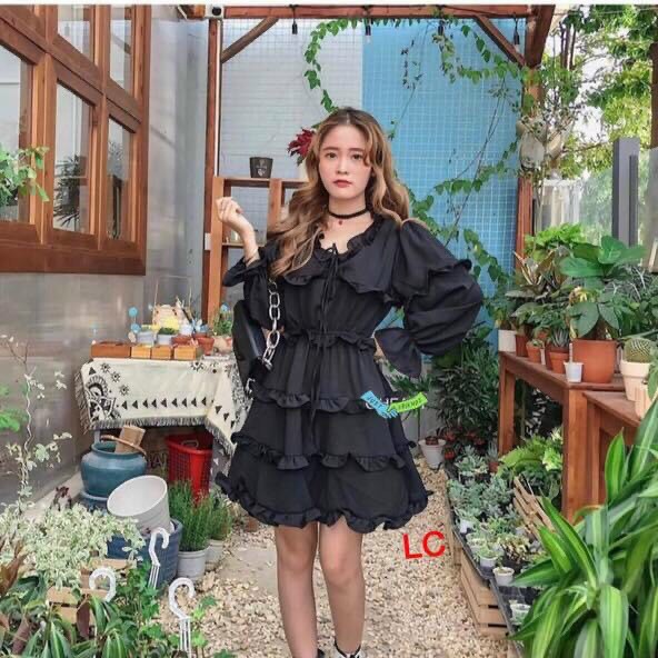 Váy Vintage Babydoll Phối Nơ - DA04