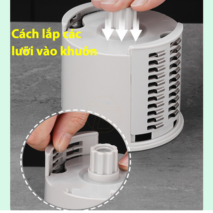 Dụng Cụ Cắt Thái Bào Xay Củ Quả Với 6 Lưỡi Đa Năng 3in1 Quay Bằng Tay