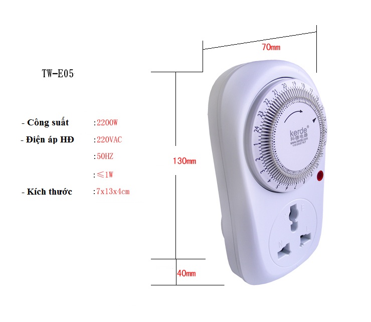 Ổ cắm hẹn giờ lập trình bật – tắt điện Kerde V2