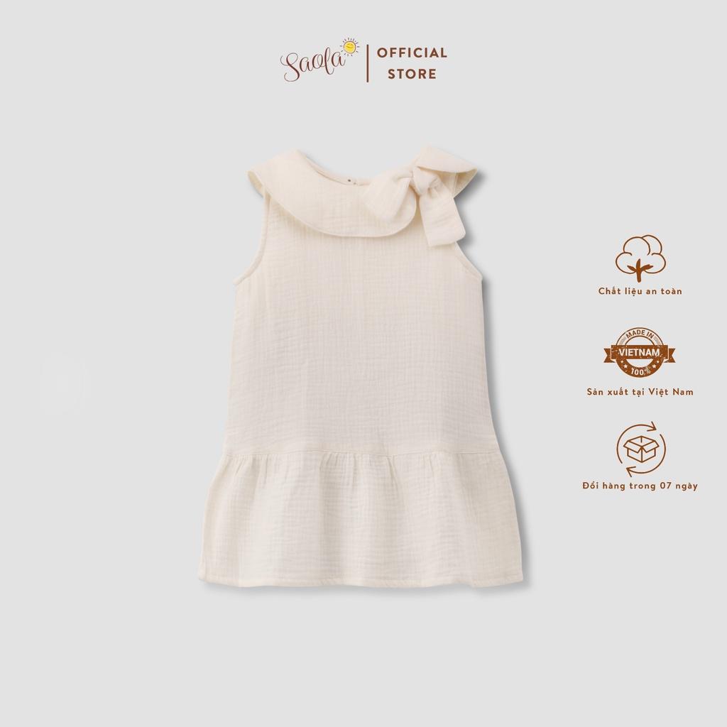 Váy Bé Gái Cổ Lá Sen Cột Nơ Chất Liệu Muslin Thoáng Mát - MORELA DRESS - DRM016 - SAOLA KIDS CLOTHING