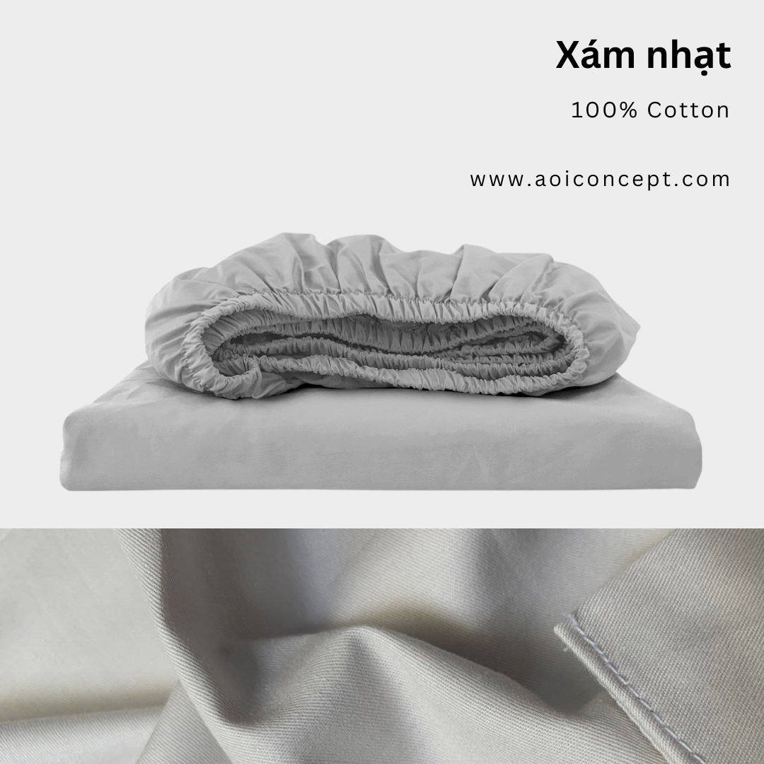 Ga Giường Cotton Satin 1m6 x 2m Nhiều Màu bo chun Cao Cấp À Ơi Concept không xù lông trơn mượt thoáng mát Home Bedding