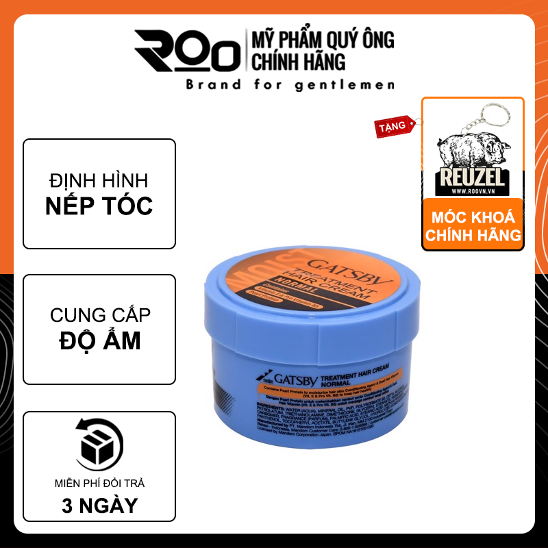 Kem Vuốt &amp;amp; Dưỡng Tóc Nam Gatsby Treatmen Hair Cream - Tặng móc khoá chính hãng