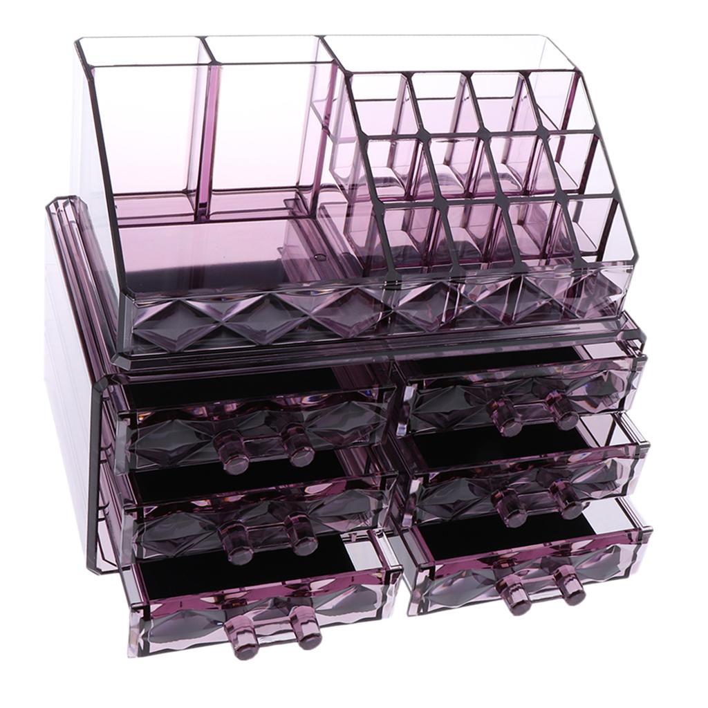 6 Drawers Acrylic Makeup Brush Nail Polish Cosmetic Holder Storage Organizer