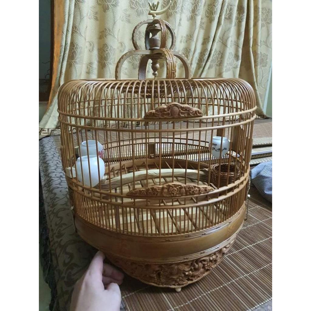 Lồng chim cu gáy chạm đục sắc nét nhiều mẫu chất liệu tre già xử lý mối mọt tặng đủ phụ kiện siêu bền đẹp
