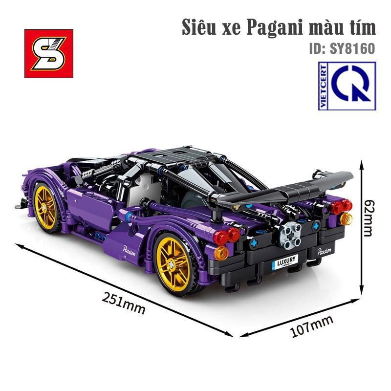 Đồ chơi lắp ráp Siêu xe Pagani màu tím - SY BLOCK SY8160 -464 chi tiết