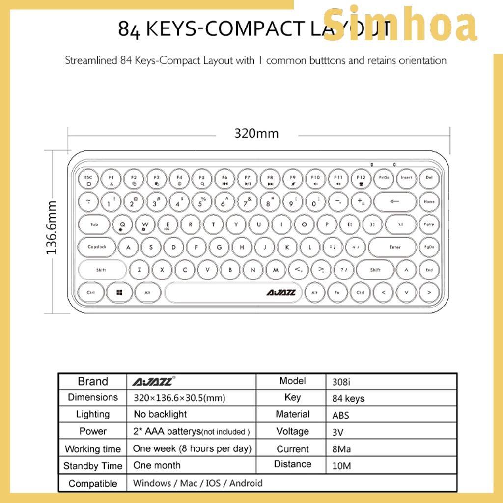 Bàn Phím Bluetooth Không Dây 84 Phím Ajazz 308i