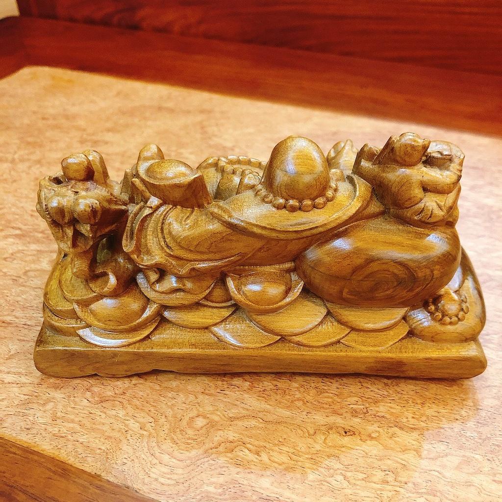 Tượng Phật Di Lặc Ngũ Phúc Gỗ Bách Xanh Để Ô Tô, Bàn Làm Việc