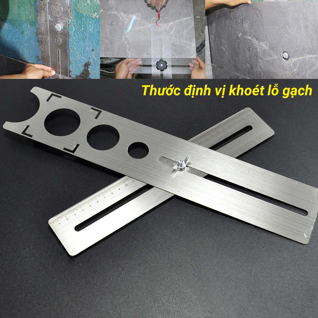 Thước định vị lỗ khoét gạch ốp lát - inox