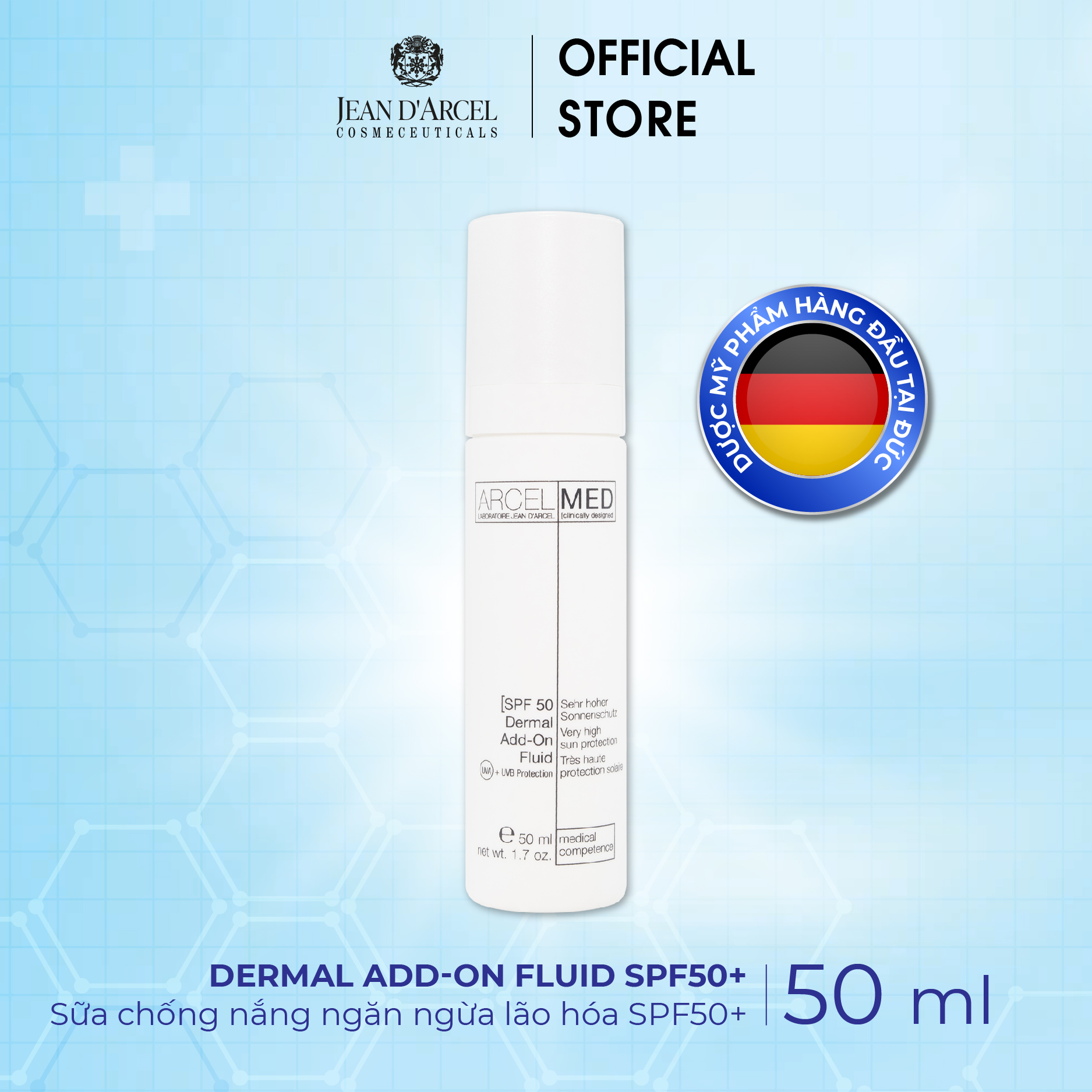 J28 Sữa chống nắng ngăn ngừa lão hóa SPF50+ - Dermal Add-On Fluid SPF50+ Jean d'Arcel