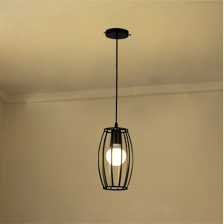 Đèn thả trang trí khung lồng trụ khung sắt tĩnh điện - Tặng kèm bóng LED