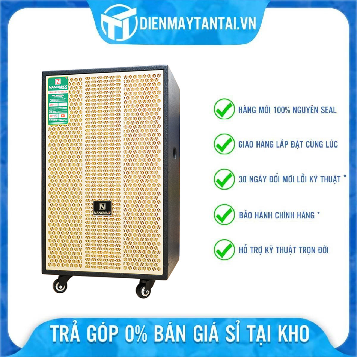 Loa Kéo Nanomax SK-16K7 Bass 40cm 680W Karaoke Bluetooth - Hàng chính hãng