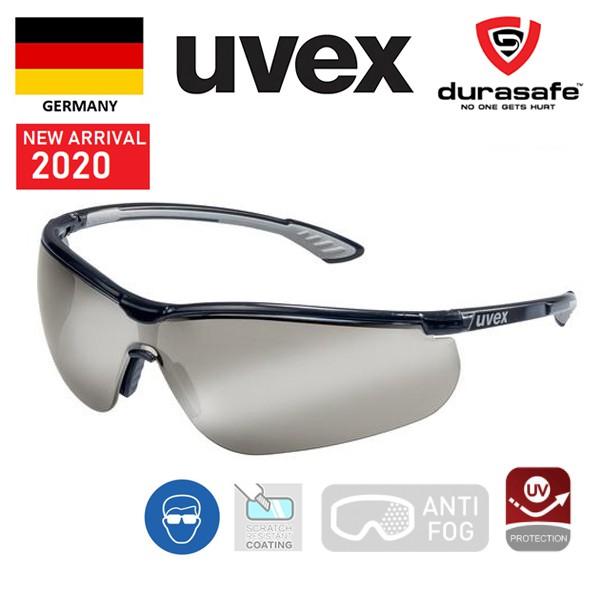 Kính UVEX 9193885 Sportstyle Safety Spectacle Black Frame Grey Silver Mirror Len(chống trầy xước hóa chất, đọng sương)