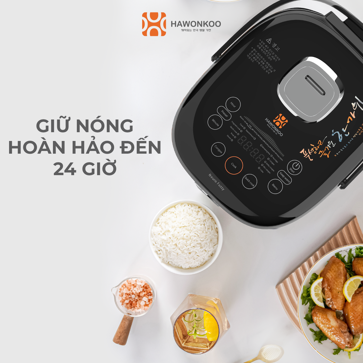 Nồi Cơm Điện Tử HAWONKOO RCH-150-BA 1,5 Lít Nấu Cơm Ngon Hàng Chính Hãng Bảo Hành 12 Tháng - Thương Hiệu Hàn Quốc