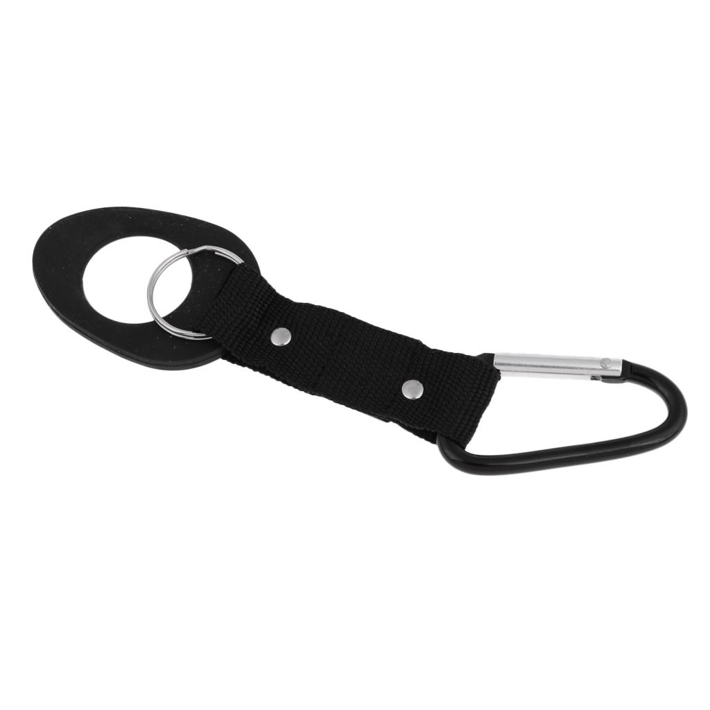 Water Bottle Holder Hanging Strap Webbing Buckle Clip Hooks Keychain Black