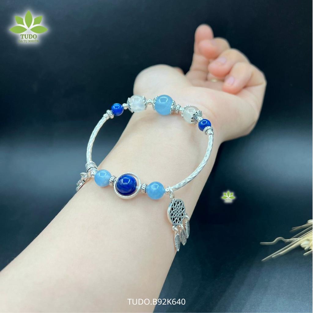 Vòng Tay Nữ Đẹp - Vòng Phong Thủy Mệnh Thủy Mộc TUDO VCBAQUA VCBKYAN VCBMOON B92K640 Charm bạc Dreamcatcher, Lá