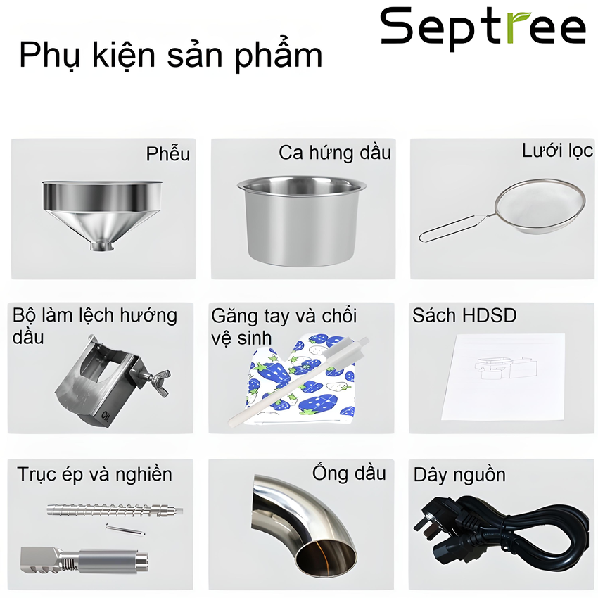 Máy ép dầu thực vật chuyên nghiệp nâng cấp hoàn toàn, dùng trong gia đình hoặc nhà hàng, khách sạn. Thương hiệu Mỹ cao cấp Septree - T3. HÀNG CHÍNH HÃNG