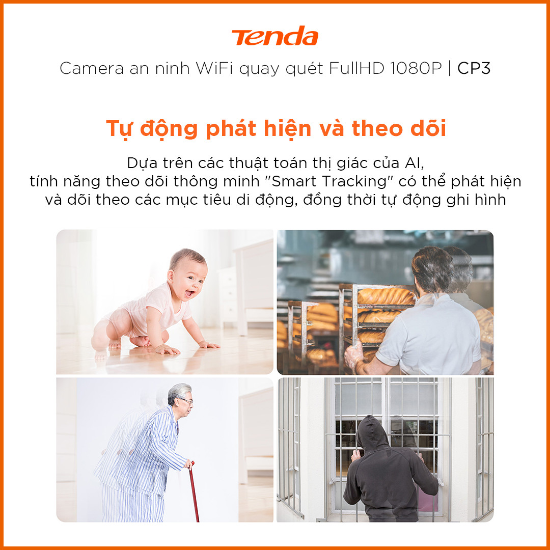 Camera IP Wifi Tenda CP3 Full HD 1080P 360° - Hàng Chính Hãng