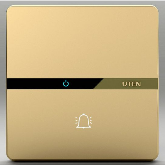 Công tắc ổ cắm Uten Q7 mặt màu vàng đế âm vuông