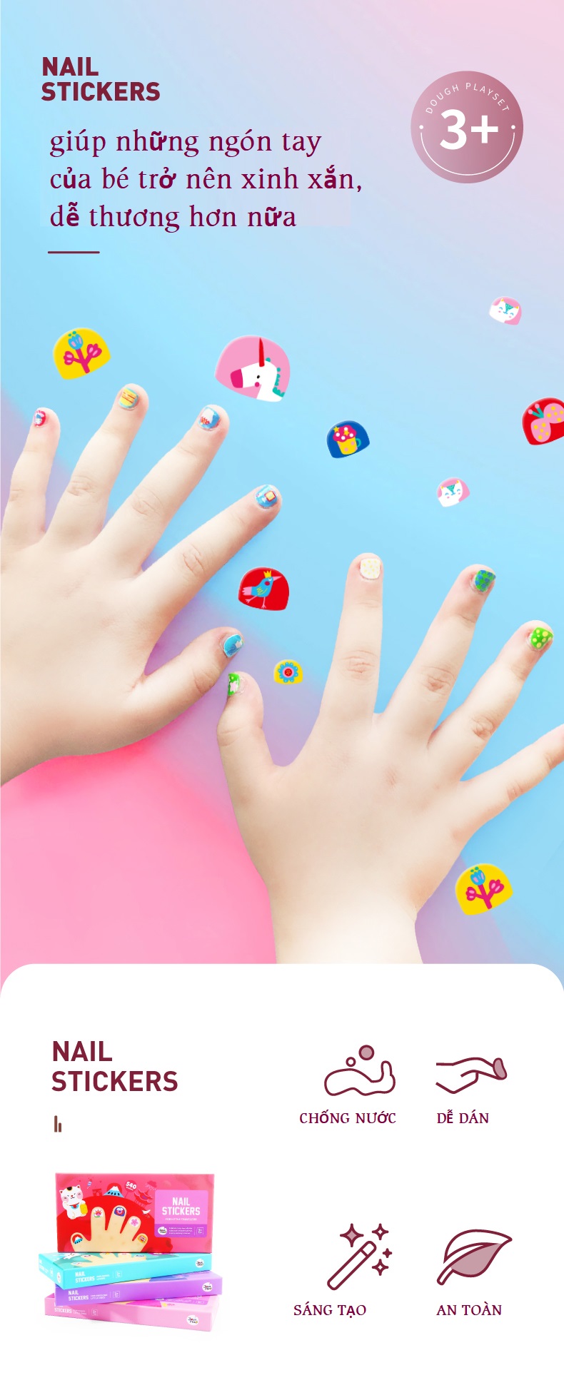 Nail Sticker - Miếng Dán Móng Tay bộ 540 miếng hàng đẹp dành cho bé từ 3 tuổi - For little sweet girl