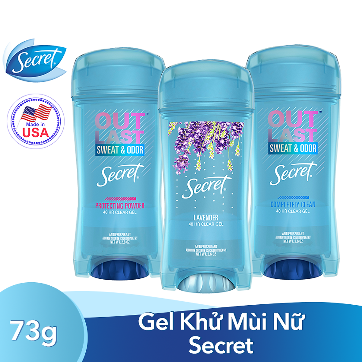 Gel Khử Mùi Secret Giảm Tiết Mồ Hôi Protecting Powder 73g - USA