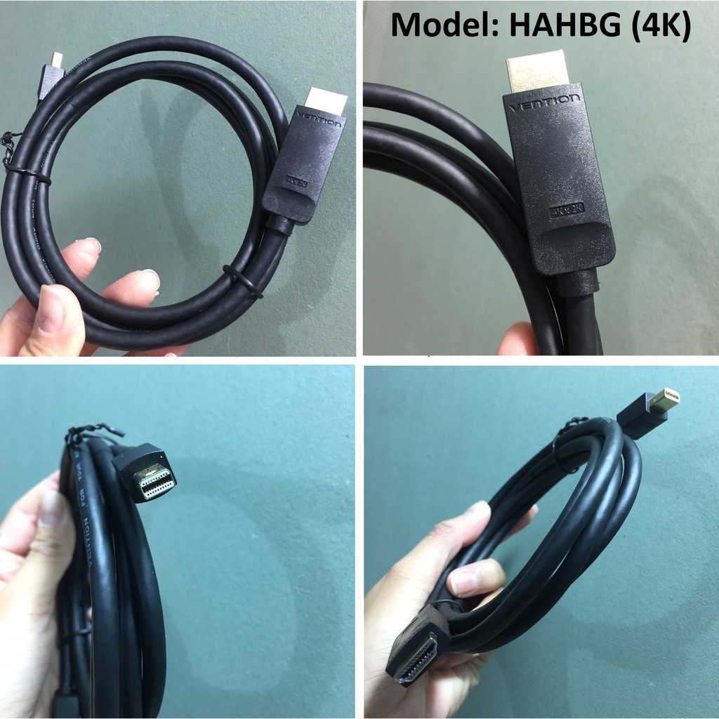 [Mini DP ra HDMI ]  Cáp chuyển tín hiệu Mini DP male ra HDMI male hỗ trợ 4K Vention HAHBG - Hàng chính hãng