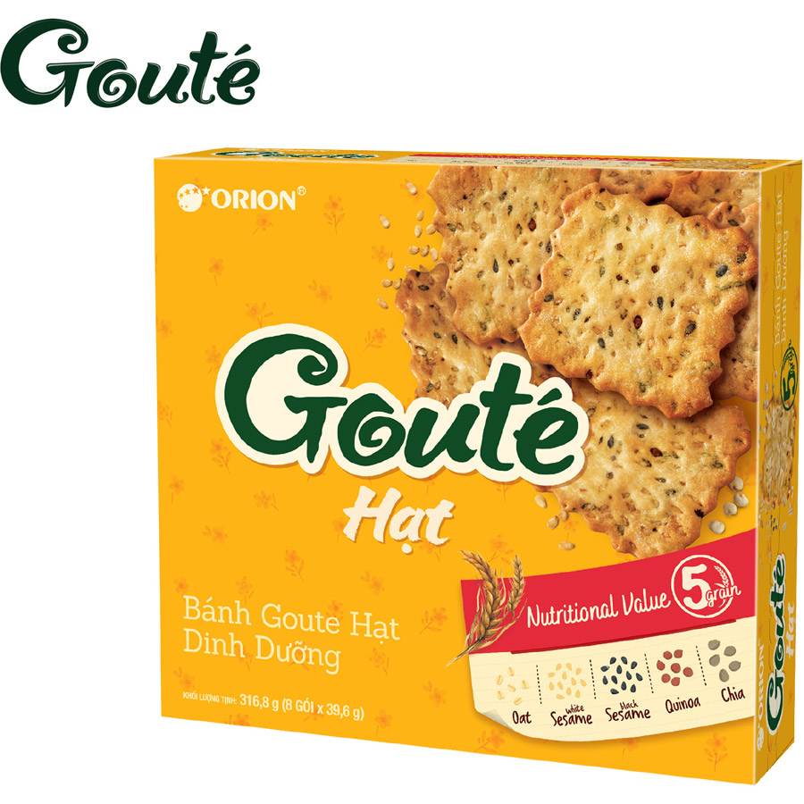Bánh Goute Hạt dinh dưỡng hộp 8 gói (316.8g)
