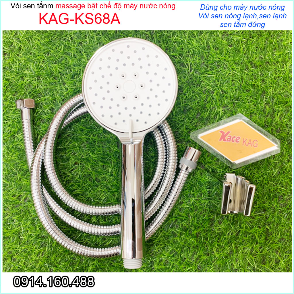 Dây tay sen KAG-KS68A, Vòi hoa sen máy nước nóng nhiều chế độ nước tia phun mạnh sử dụng tốt