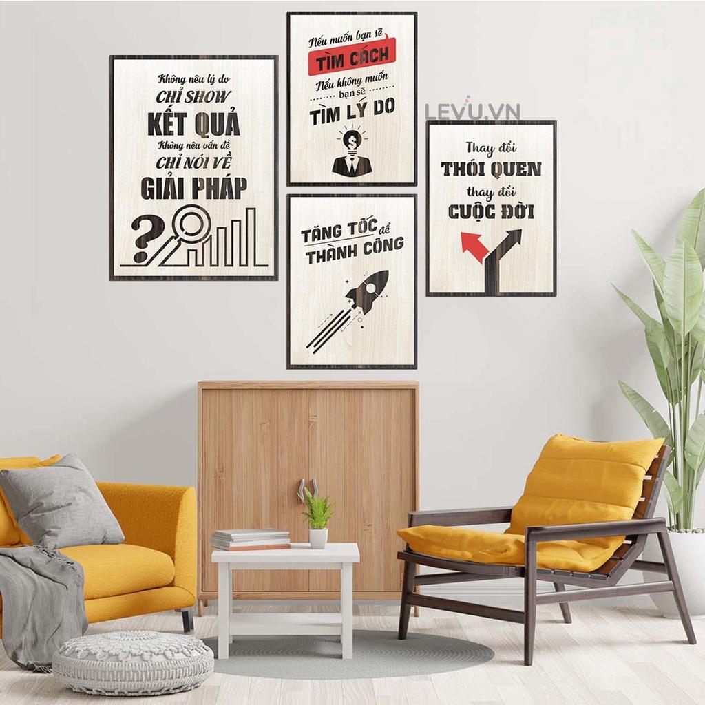 Combo 4 Tấm Tranh Treo Tường Slogan tạo động lực trang trí phòng LEVUCB4