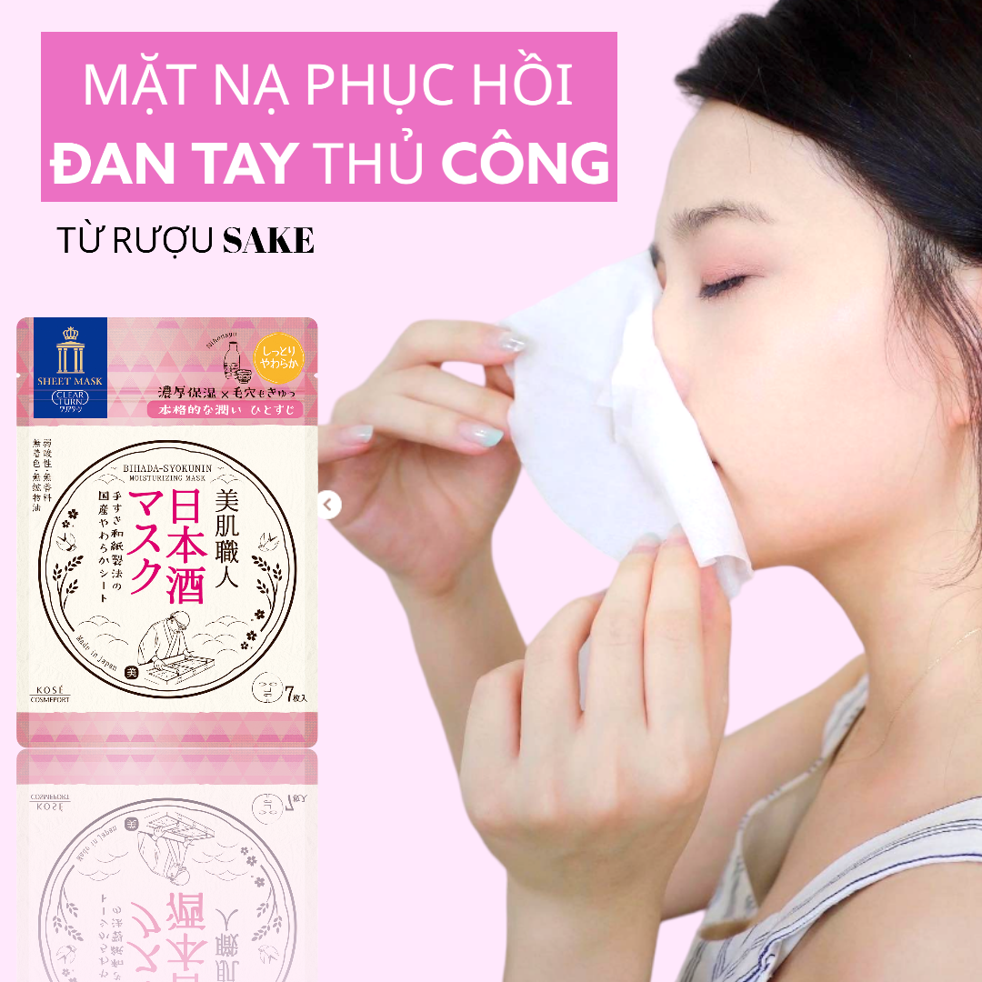 Mặt Nạ Giấy Phục Hồi Dưỡng Trắng Da Kosé Clear Turn Brightening Mask B 7 Tấm (Combo Mặt Nạ Và Set 24ML)