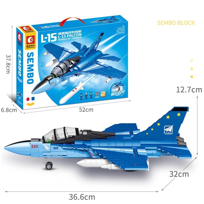 Đồ chơi Lắp ráp Máy bay Falcon L-15, Sembo Block 202187 Falcon Advance Trainer, Xếp hình thông minh, Mô hình máy bay